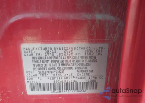 2015 Nissan Sentra Sr z USA, uszkodzony, nr VIN 3N1AB7AP8FY238232